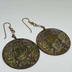 Vintage Pididdly Links Art Nouveau Revival Dangle Earrings